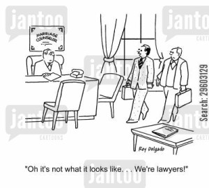 'Oh it's not what it looks like... We're lawyers!'